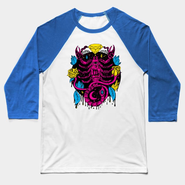 CMYK Mystic Scorpio Zodiac Baseball T-Shirt by kenallouis